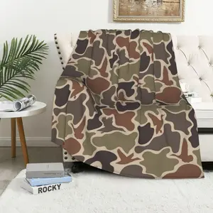 Vintage Duck Camo Blanket Retro Hunting Style Camouflage Throw for hunters outdoor Car Travel Home Gift for Men Women Adults-280GSM