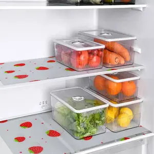 Strawberry Print Refrigerator Mats, Non-Stick Adjustable Size, Durable Waterproof Anti-Slip Kitchen Decorative Pads, Fashion Eva Drawer Liners