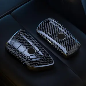Carbon Fiber Car Key Case Cover Shell, Car Key Protector, Durable & Fashionable Car Accessories for BMW 1 2 3 4 5 6 7 Series F20 F30 F31 F34 F10 F11 X3 F25 I3 M3 M4