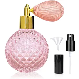 Perfume Bottle  Atomizer Spray Bottle 3.4oz Empty Refillable Perfume Atomizer Glass Bottle  for Home Decoration  Pink