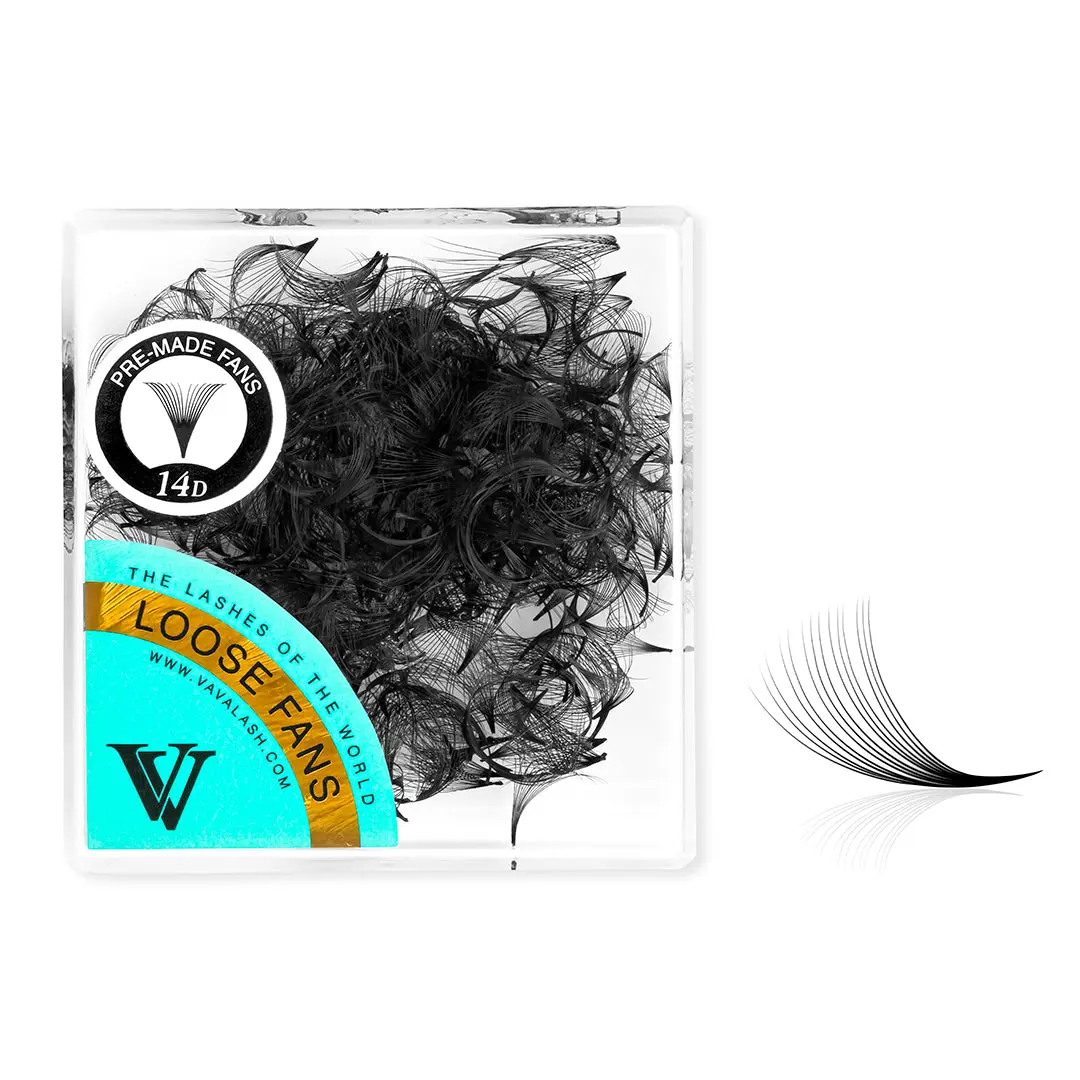 VAVALASH Korean 14D Fluffy Handmade Premade Loose Fans Eyelash Extensions, 500-Count C Curl 0.07mm 10-12mm Cosmetic Lashes with Pointy Base for Makeup