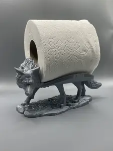 Gray Wolf in Shaun The Sheep Clothing Toilet Paper Tissue Holder - Glossy Shiny Silver Finish, Durable Plastic Accessory for Bathroom Organization