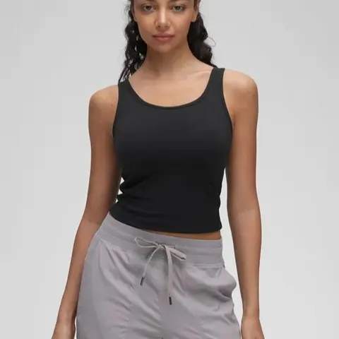 CRZ YOGA Womens Butterluxe Double Lined Tank Tops Scoop Neck Racerback Workout Tanks Sleeveless Casual Cropped Top