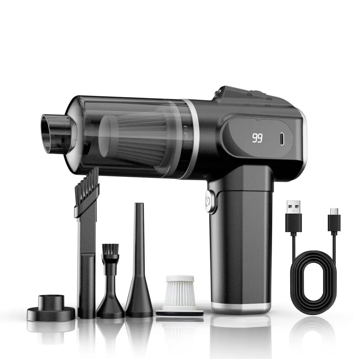 2-in-1 Cordless Handheld Vacuum Cleaner & Air Duster, 5500Pa Powerful Suction with 4 Accessories, Portable Mini Vacuum for Car Interior, Home, Kitchen and Pet Hair Cleaning