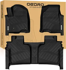 YITAMOTOR Upgraded Floor Mats Fit for 2019-2025 Chevrolet Silverado 1500/GMC Sierra 1500 & 2020-2025 Chevy Silverado/GMC Sierra 2500HD/3500HD Crew Cab w/Rear Under seat Storage Box, Front Bucket Seating TPE All-weather Floor Liner Truck Automotive