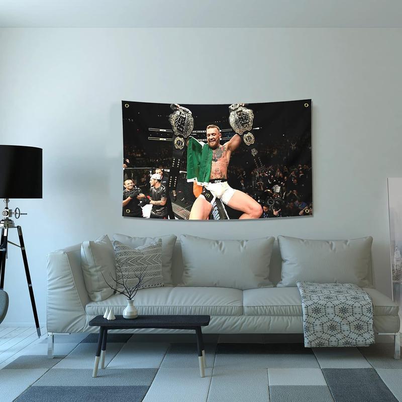 Conor McGregor Boxing Flag Funny Poster Durable Man Cave Wall Flag with Brass Grommets 40in*60in Tapestry Flag for College Dorm Room Decor,Outdoor,Bedroom, Parties gifts, travel, filming,events,festivals..