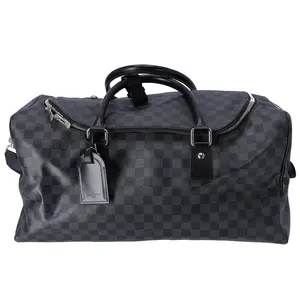 Pre-owned Louis Vuitton Canvas Travel Bags Roadster 50 Boston Bag Black Damier Graphite N48189 Canvas