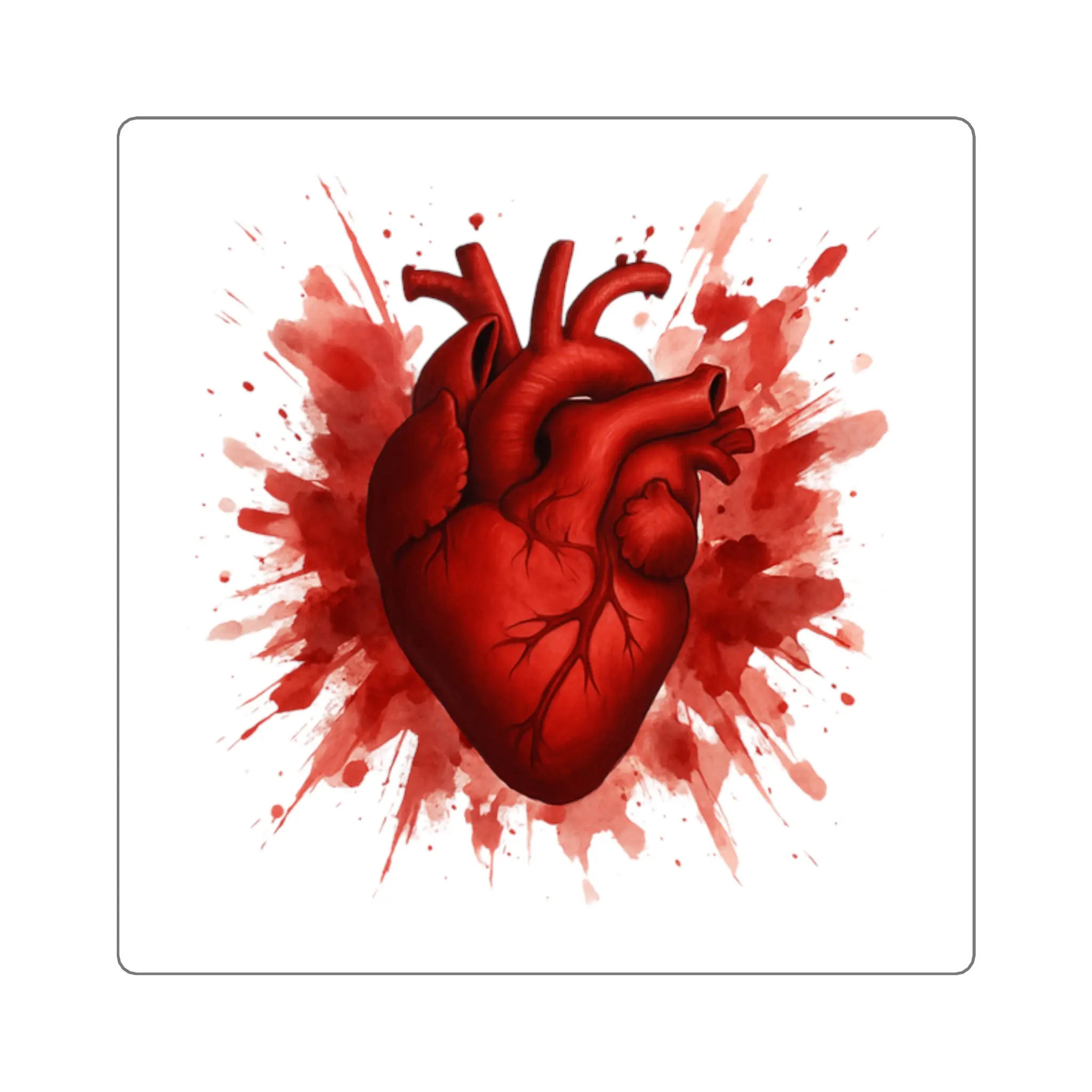 Unhappy Burst Heart Square Stickers | Sad Heart Illustration, Emo Sticker