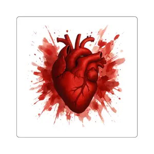 Unhappy Burst Heart Square Stickers | Sad Heart Illustration, Emo Sticker