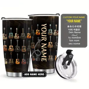 1pc Personalised Guitar Insulated Mug with Lid Guitar Mug Guitarist Gifts Stainless Steel Insulated 20oz Coffee Travel Mug Men and Women Musician Lovers Christmas Birthday Graduation