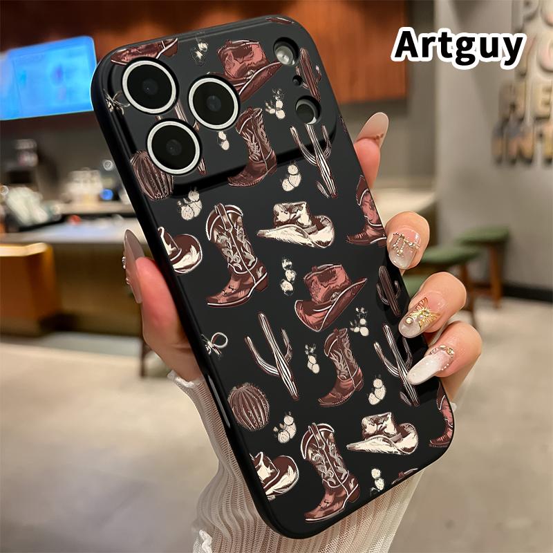 Compatible with  iPhone 17 Pro Max 16 Plus 15 14 13 12 11 Air XR E Soft Case Western Cowboy Elements Full Coverage Camera Protection Lightweight Softcase for Girl
