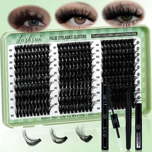 280PCS D Curl 60D80D100D 10-18mm Mixed Length Volume&3D Effect Cluster Lashes Kit Soft And Comfortable False Eyelashes Long-Lasting Lashes Kit With Lash Bond&Seal Lash Remover And Tweezers Eyelash At Home For Daily Life&Cosplay&Dates And Party