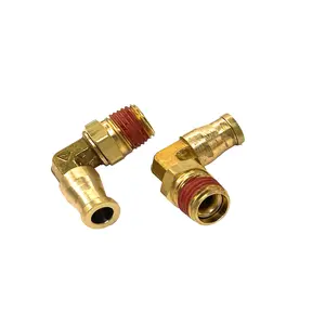 TORQUE 2Pcs Pneumatic Brass Male Elbow 1/4" Tube OD x 1/8" NPT Thread Push to Connect Air Fittings, 90 Degree Quick Connector for Air Bags Suspension Kits Suspension Compressor Air Spring Horn