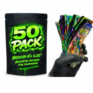 50 Pack Medium 4” x 6.25” Assorted Designs Foil Packaging
