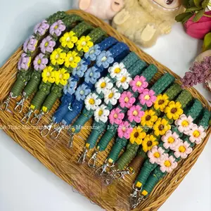 [NEW] Cute Sunflower Macrame Keychain, Handmade Floral Bag Charm