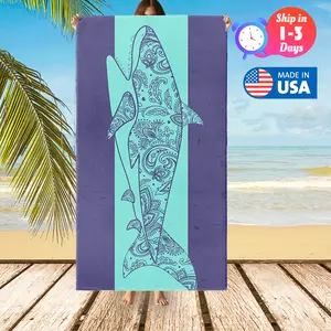Polynesian Tribal Shark 400GSM Beach Towel - Soft and Sand-Resistant, Ideal for Swimming, Travel, Picnics, and Camping - Cover