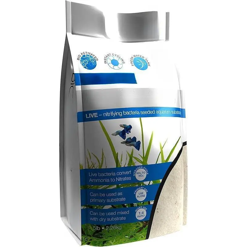 Bio-Active Aquarium Sand Substrate 5lb with Nitrifying Bacteria, White Sugar Sand for Fish Tanks, Natural Water Filter, Safe for Freshwater & Saltwater, Seeded with Beneficial Bacteria