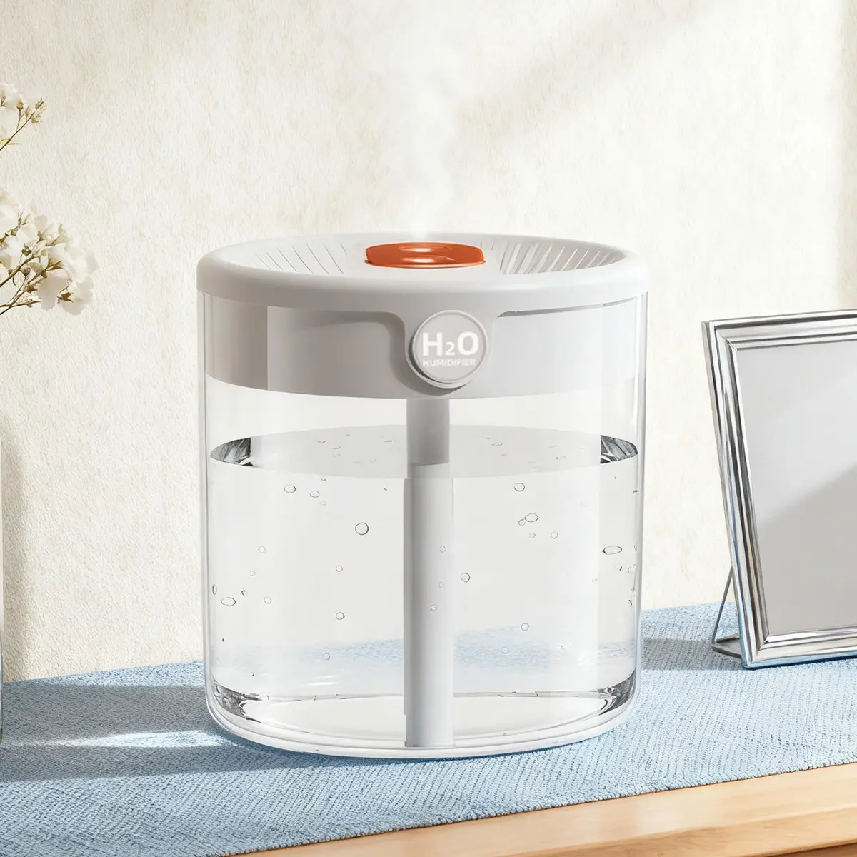 Smart Humidifiers for Bedroom, Rechargeable Top Fill Humidifier with Night Light, 1.4L Cool Mist Humidifier for Office Home Plant and Baby, 3-Speed Mist Control, Quiet