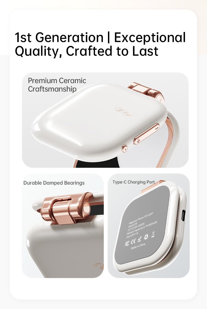 Professional Magnetic Fill Light Mirror, 49 LEDs, Front/Rear 360° Fill, 3 CCT (Warm/Natural/White), Vert/Horiz Stand, Long Battery, Portable Selfie Mirror w/ Universal Joint for Makeup, Vlog, Food Photo