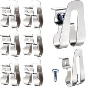 Replacement Belt Clip Hooks Stainless Steel Driver Belt Clip Drill Hook Tool with Screws Power Tool (8 Pieces)