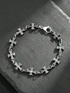 Men's Punk Style Cross Retro Bracelet, New Fashion High-Quality Daily Wear, Perfect for Birthday, Engagement Gifts, Unique Hip-Hop Chain