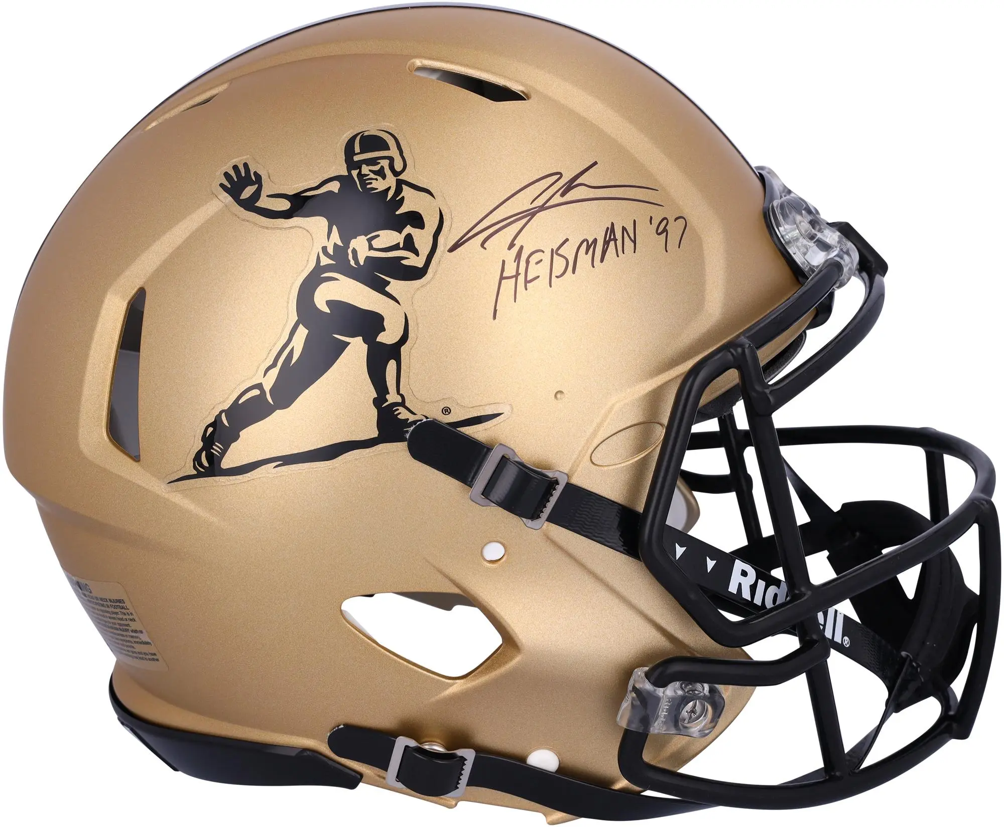 Charles Woodson Michigan Wolverines Autographed Gold Heisman Speed Authentic Helmet with "Heisman 97" Inscription - Fanatics Authentic Certified