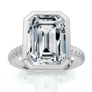 Certified 4Ct Bezel Solitaire Diamond Engagement Ring 14k Gold Lab Grown