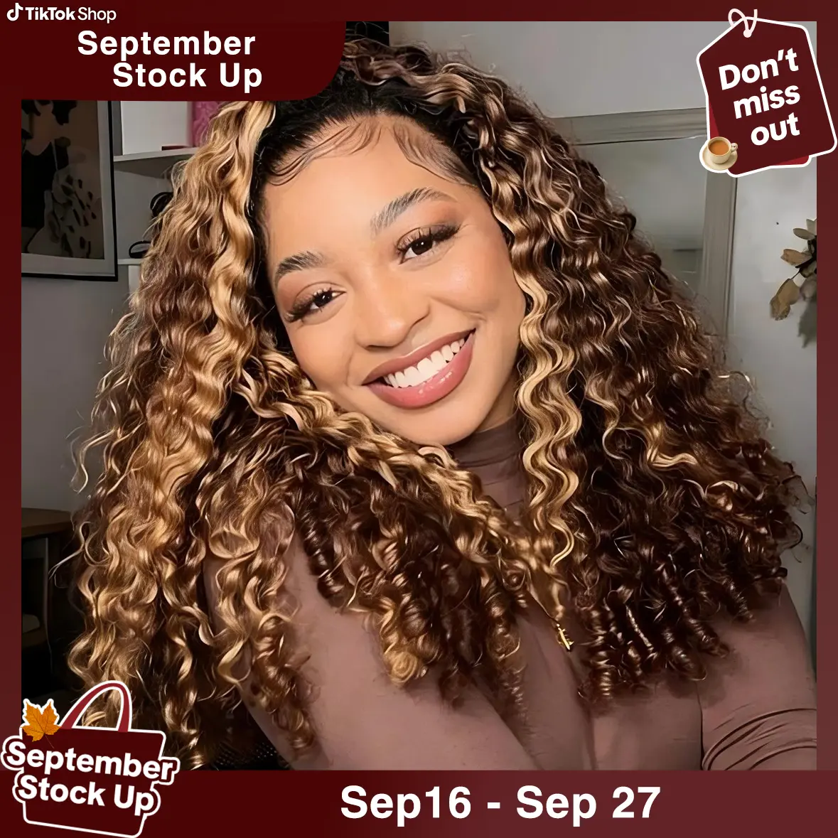 [Highlight Half Wig] STERLY 4/27 Highlight Half Wig Human Hair Burmese Curly Wig for Women 180% Density 3 In 1 Seamless Flip Over Half Wigs Beginner Friendly Glueless Wigs with Spiral End FB30 Curly Half Wig Drawstring #tiktokshopstockup