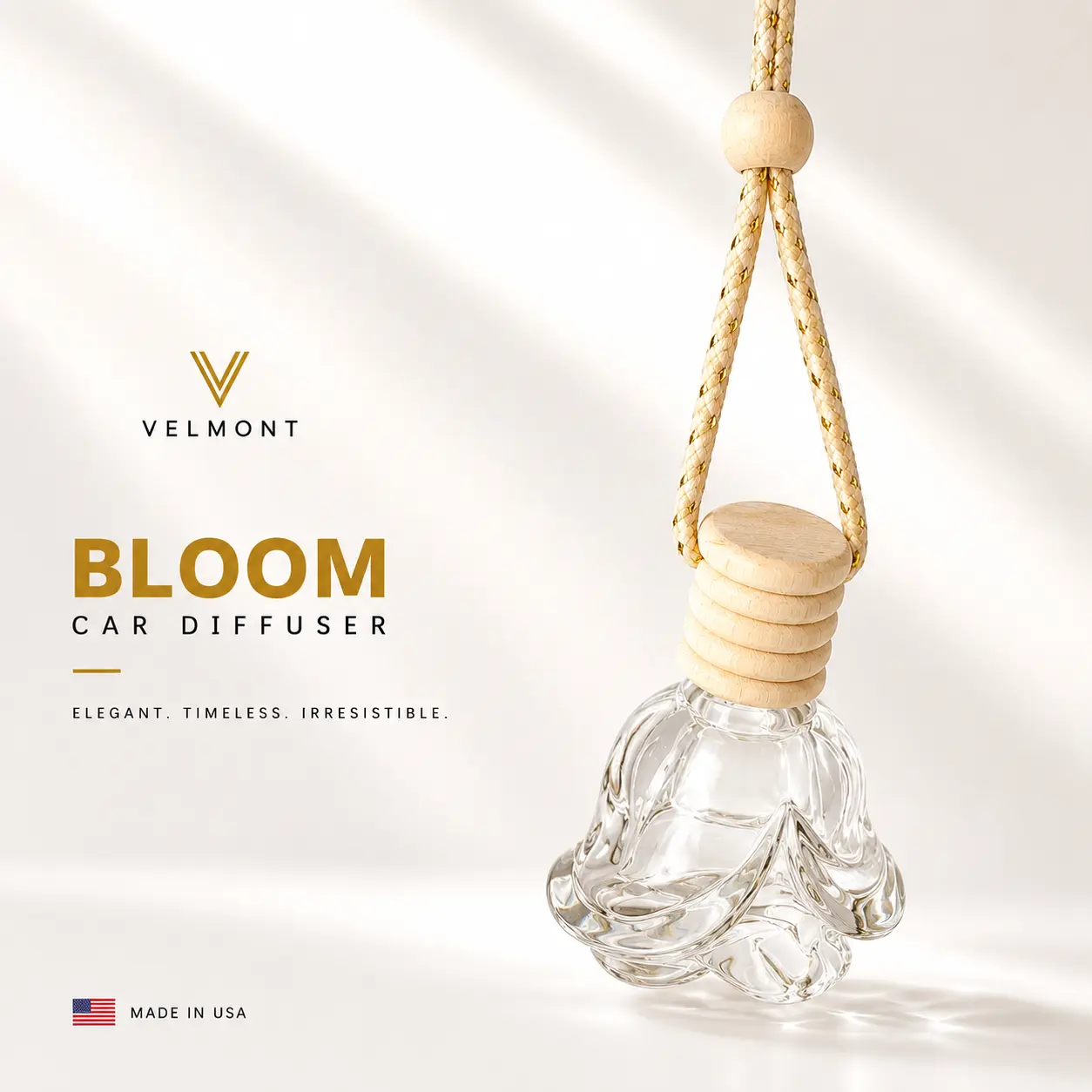 VELMONT Bloom Car Air Freshener – Premium Essential Oil-Infused Hanging Car Diffuser, Long-Lasting Luxury Fragrance & Odor Eliminator for Car Interior Accessories