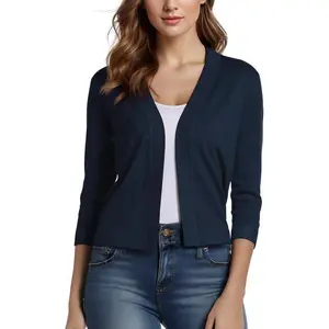 Stylish Lightweight Cropped Cardigan for Women Casual V-Neck Sweater for Everyday Wear Machine Washable Solid Color Cardigan