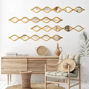 Teardrop Mirror Wall Art Decorative Mirror Wall Decor Long Narrow Hanging Art for Apartment Living Room Bathroom Bedroom Entryway(Gold,4 Pcs) Stickers Ornaments