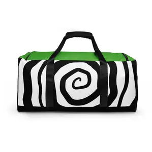 Beetlejuice Black and White Spiral Duffle Bag with Laces Closure Geometric Pattern Gym Bag Hypnotic Swirl Optical Illusion Psychedelic Summer 100% Polyester