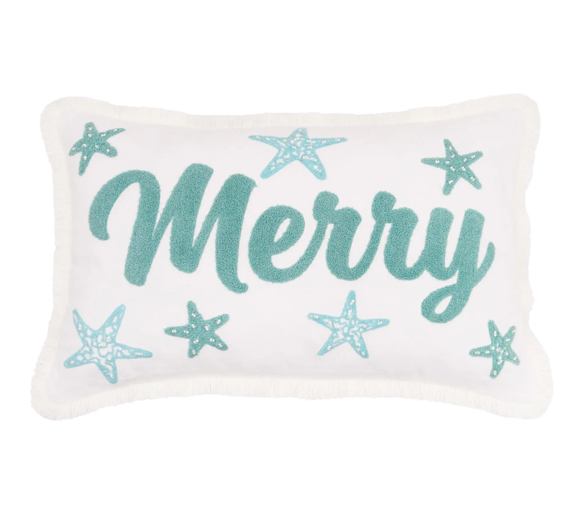 Merry Starfish Lumbar Throw Pillow by Valerie