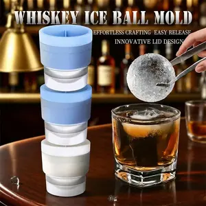 Ice Ball Molds, Set of 3, Slow-Melting Stackable Large Ice Cube Maker big Ice Spheres for Whiskey Cocktails Juice Beverages Bourbon