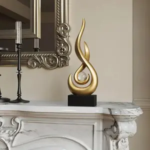 Modern Crystal Ball Flame Ornament, Abstract Figure Sculpture, Decorative Figurine, Minimalist and Abstract Style Home Decoration, Light Luxury Tabletop, Rack, Shelf Decoration, Art Fire Statues, Decorative Sculptures