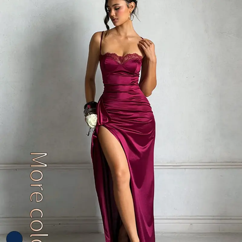 Elegant Ruffled Split Dress, Chic Floral Design, Perfect for Special Occasions, Date Nights, Parties and Formal Events