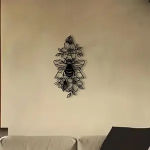 Bee & Flower Pattern Metal Wall Art, Metal Wall Decor, Modern Home Decor, Wall Hanging Decor for Home Living Room Bedroom, Home Decor, Room Decor, Ornaments