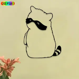 1pc Raccoon Metal Wall Art,Cute Raccoon Statue Mural, Ideal Gift for New Year, Easter, Animal Decor Enthusiasts, Weather-Resistant Metal Wall Decor Wall Sculptures, Perfect for Living Room Wall & Garden Fence,Raccoon Enthusiasts
