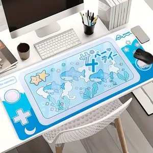 Cartoon Shark Pattern Mouse Pad, Rectangle Gaming Mouse Pad, Office Desk Keyboard Mat, Desk Accessories for Home Office Desk