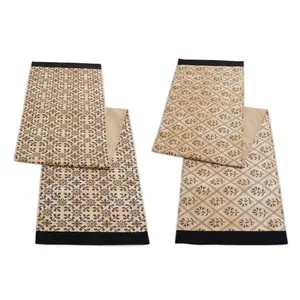 Melrose 92577DS 14 x 72 in. Polyester Table Runner, Gold & Black - Set of 2