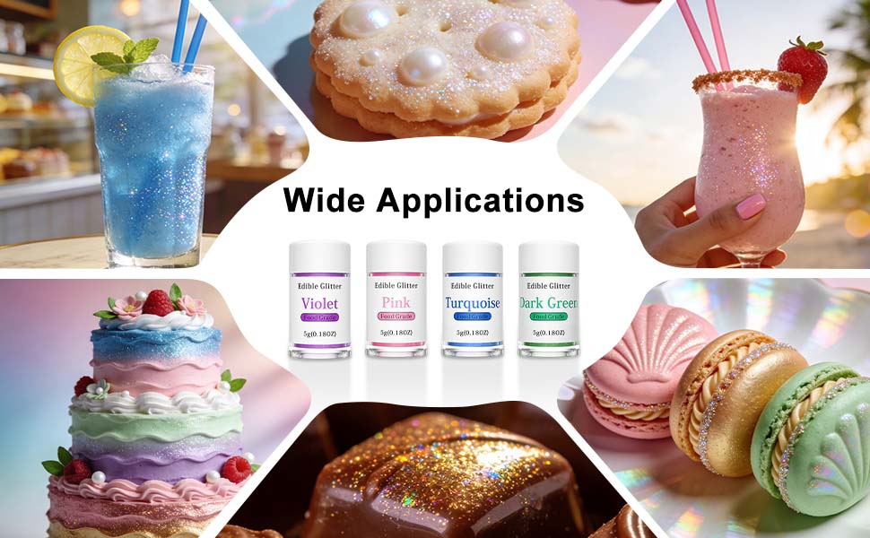 10 Edible Glitter Set 5g/Bottle Food Grade for Drinks Wine Cakes Strawberries Christmas Birthday Holiday Decor Gift Food-Grade Certified Cupcake Brownies Decoration Buttercream Creamy Baked