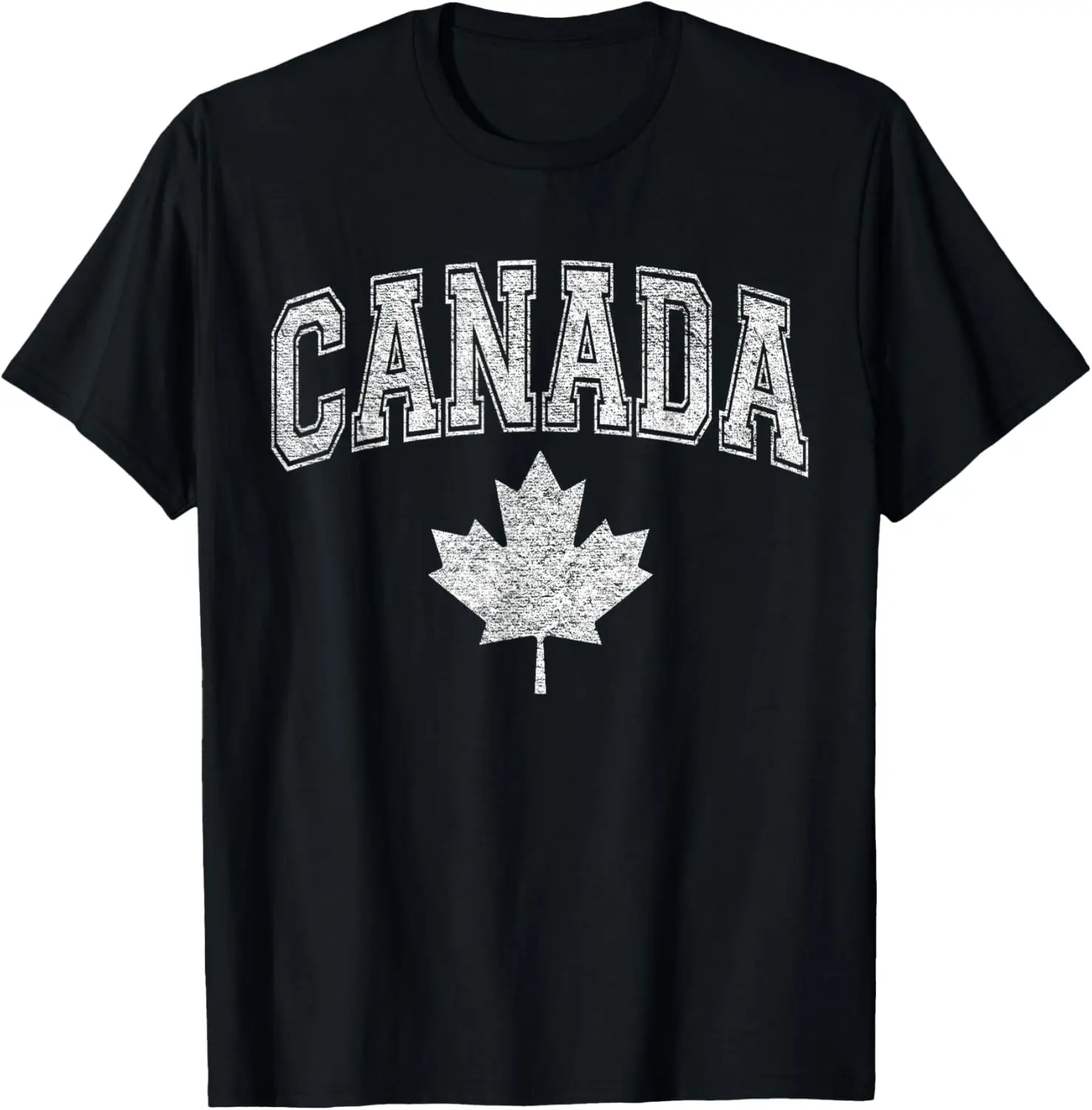 Women's Vintage T-Shirt with Distressed Canada Flag Graphic, 100% Cotton Casual Shortsleeve Apparel for Everyday Wear