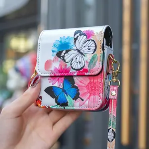 Colorful Butterfly Graffiti Foldable Crossbody Bag for Samsung Zflip3/4/5/6/7, Anti-Drop Moto Razr 50 Strap Case, New Arrival P50 Pocket Cover, Casual Crossbody Bags