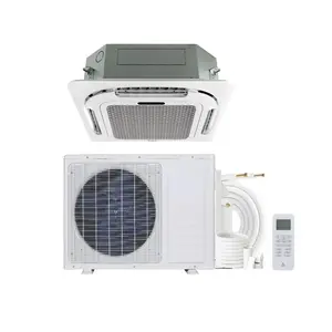 18000 BTU Ceiling Cassette Mini Split AC, 8-Way 360° Airflow, Remote Controller, Ductless Cooling&Heating Ceiling Air Conditioner, 208/230V, 25ft Kit