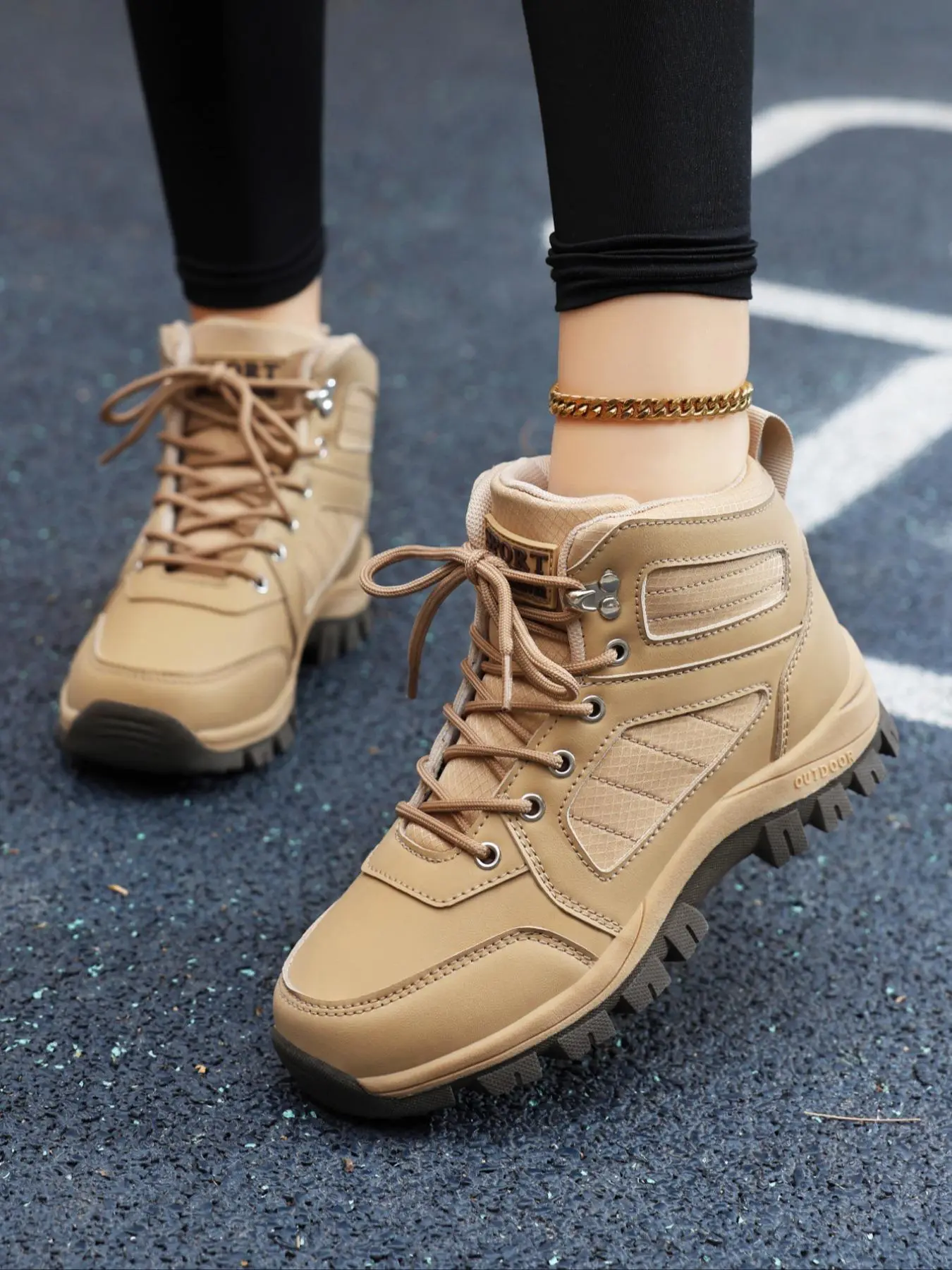 Women's Fashionable Lace Up Mid-calf Boots, Casual Breathable Comfortable Lightweight Hiking Boots, Trekking Shoes, Outdoor Sports Shoes for Daily Wear, Walking Hiking Shoes, Hiking Style Shoes, Outdoor Travel Footwear