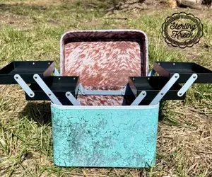 Turquoise Herd Makeup Box  Caboodle Case Jewelry Box