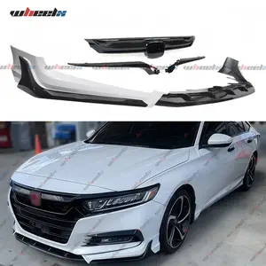 2018-2020 Honda Accord – ACR Front Bumper Lip Splitter (White) & JDM Sport Grille 2-Piece Kit | Gloss Black or Chrome Silver Grille | NOT for 2021-2022 fathersdaygift fathersdaygift