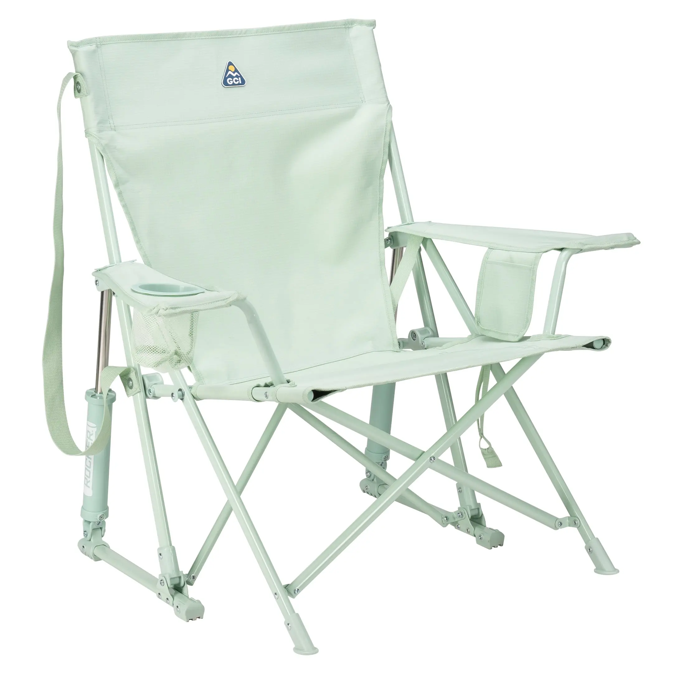 GCI Outdoor Kickback Rocker Low Profile Rocking Camp Chair, Pastel Green