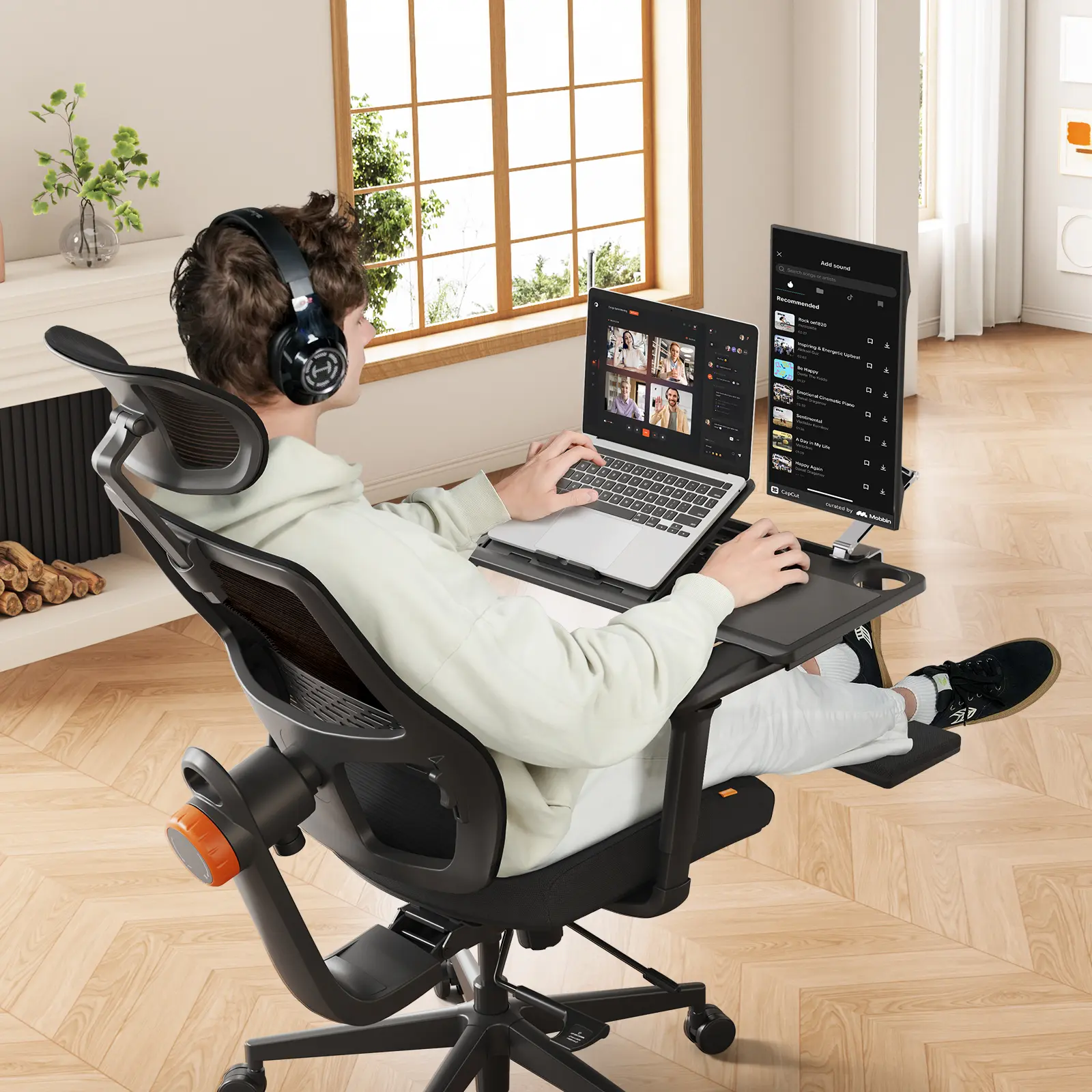 NEWTRAL Ergonomic Computer Chair & Workstation Set, Plastic-Aluminium Build, Lumbar Support, 4D Armrests, Auto-Following Backrest Mechanism, Home Office Adjustable Desk Panel (Exclusive to NEWTRAL Chairs), Modern