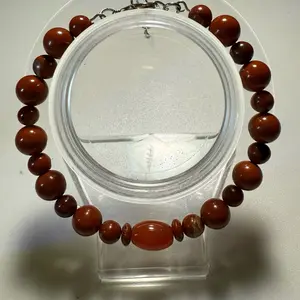 Carnelian Agate and Citrine Bangle Bracelet Handcrafted with Rich Brown Beads for Elegance and Durability